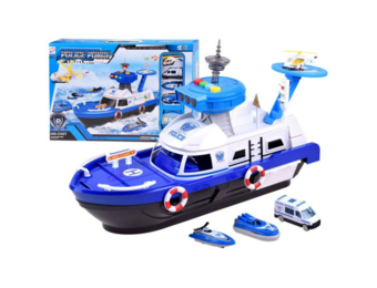 Politie speelgoed - politieboot met politieauto - 41x18x13 cm