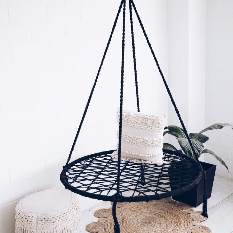 Nestschommel - ronde schommel - 100x110 cm - tot 130 kg - zwart