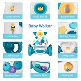 Loopwagen baby - looprek - 4 wielen - 45x56x44 cm - blauw