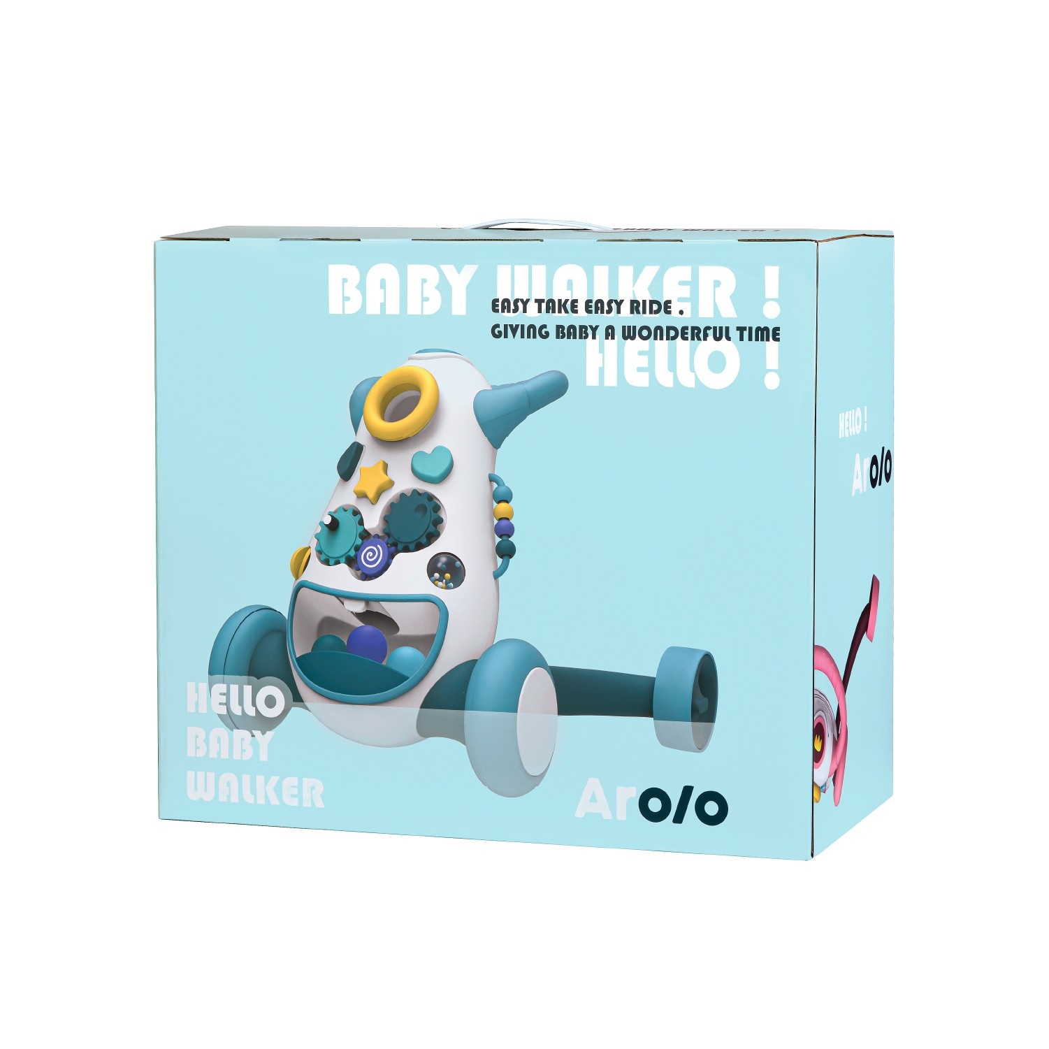 Loopwagen baby - looprek - 4 wielen - 45x56x44 cm - blauw