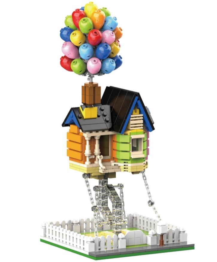 Bouwsteentjes - huis met ballonnen - compatible met lego