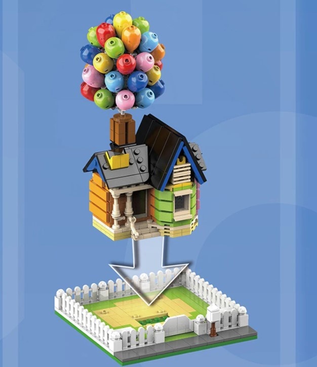 Bouwsteentjes - huis met ballonnen - compatible met lego