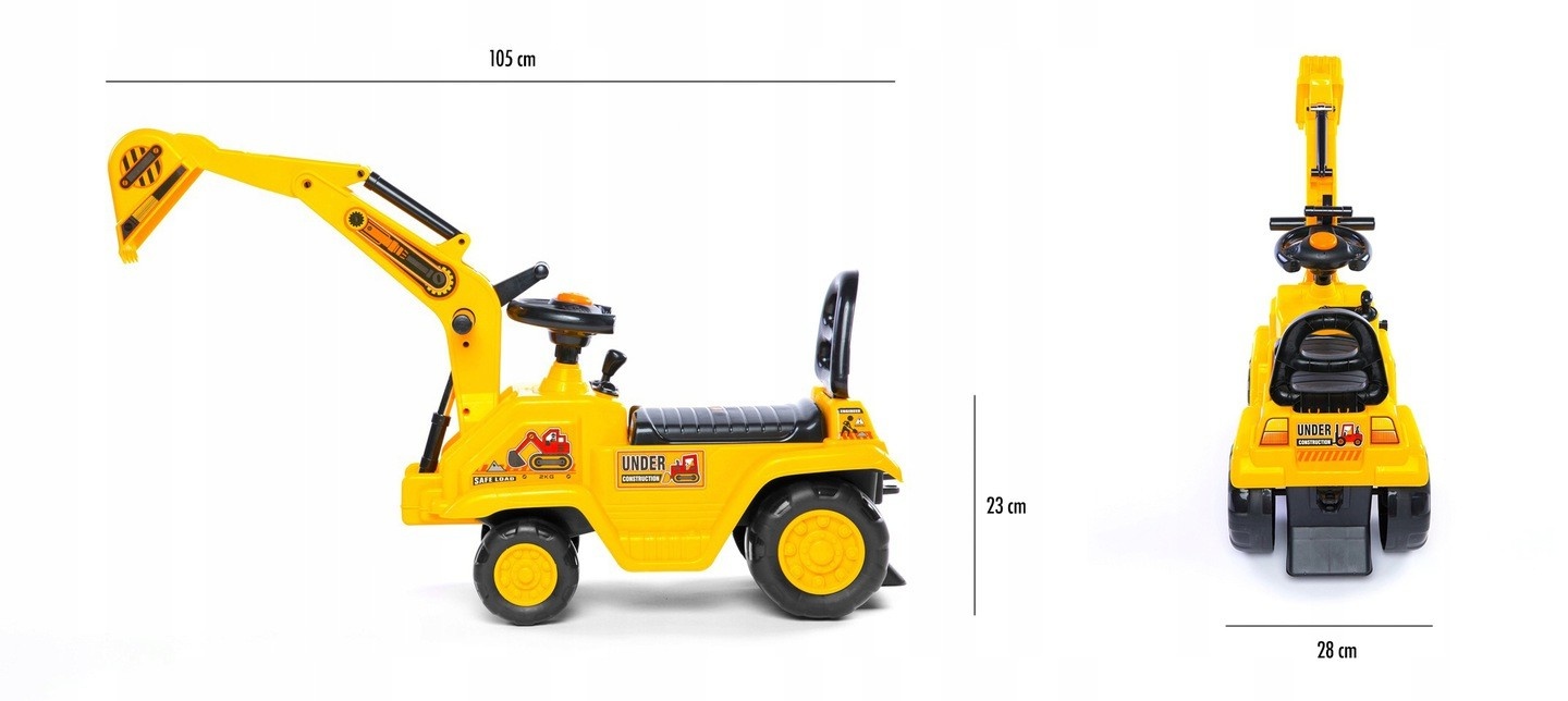 Loopauto - graafmachine - 105x28x39 cm - geel