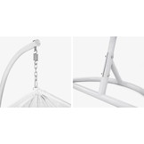 Hangstoel - Ei stoel - wit frame - beige kussens - 125 kg max