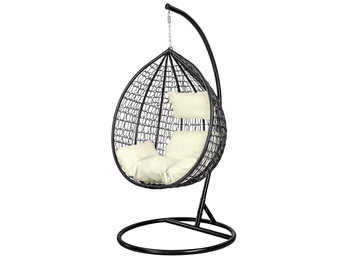 Hangstoel - met frame - zwart - beige kussen - tot 125 kg