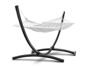 Hangmat standaard - met wielen - 380x130x125 cm - zwart