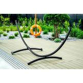 Hangmat standaard - met wielen - 380x130x125 cm - zwart