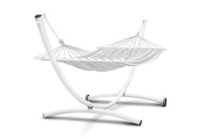 Hangmat standaard - met wielen - 380x130x125 cm - wit