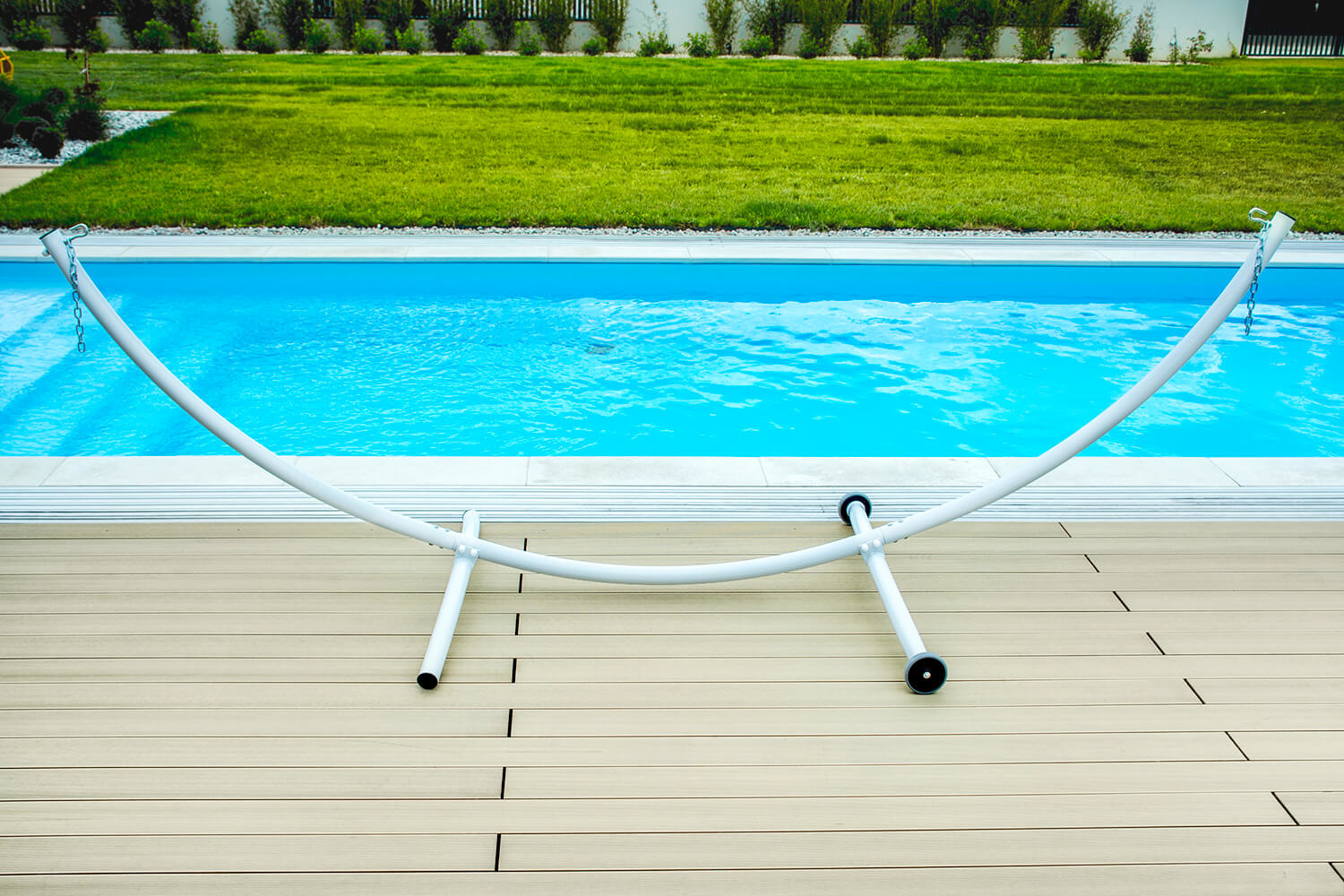 Hangmat standaard - met wielen - 380x130x125 cm - wit