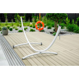 Hangmat standaard - met wielen - 380x130x125 cm - wit