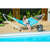 Hangmat standaard - met wielen - 380x130x125 cm - wit