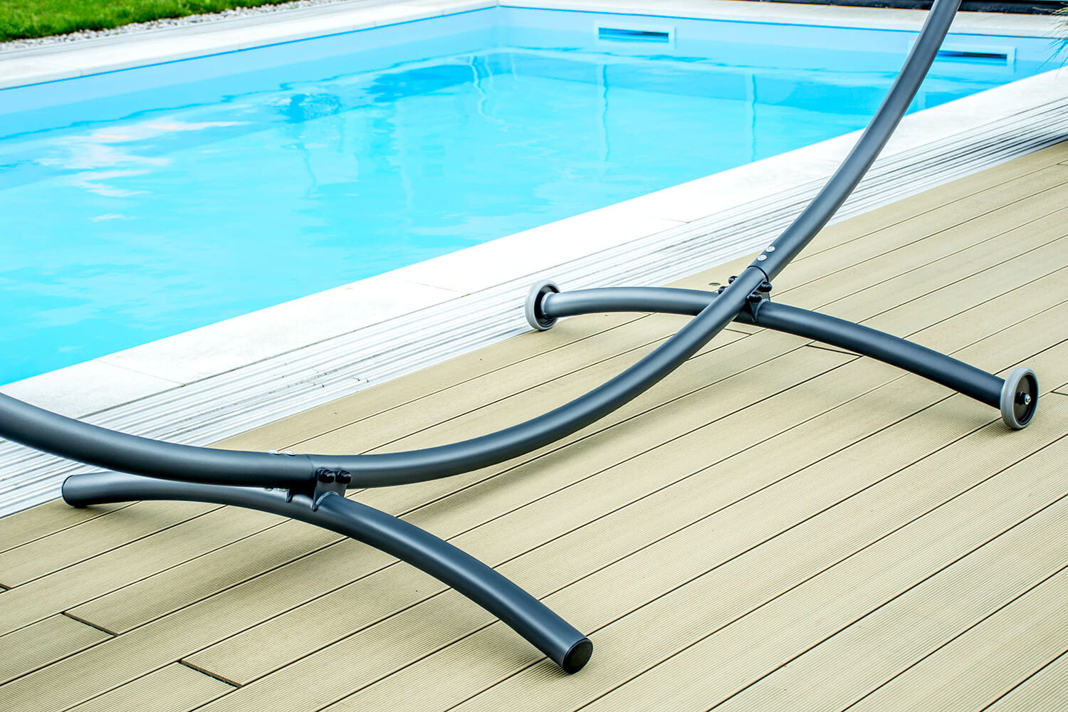 Hangmat standaard - met wielen - 380x130x125 cm - antraciet