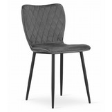 Fox velvet stoel - set van 4 eetkamerstoelen - donkergrijs