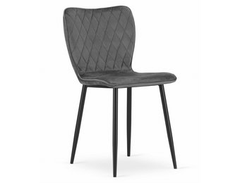 Fox velvet stoel - set van 4 eetkamerstoelen - donkergrijs