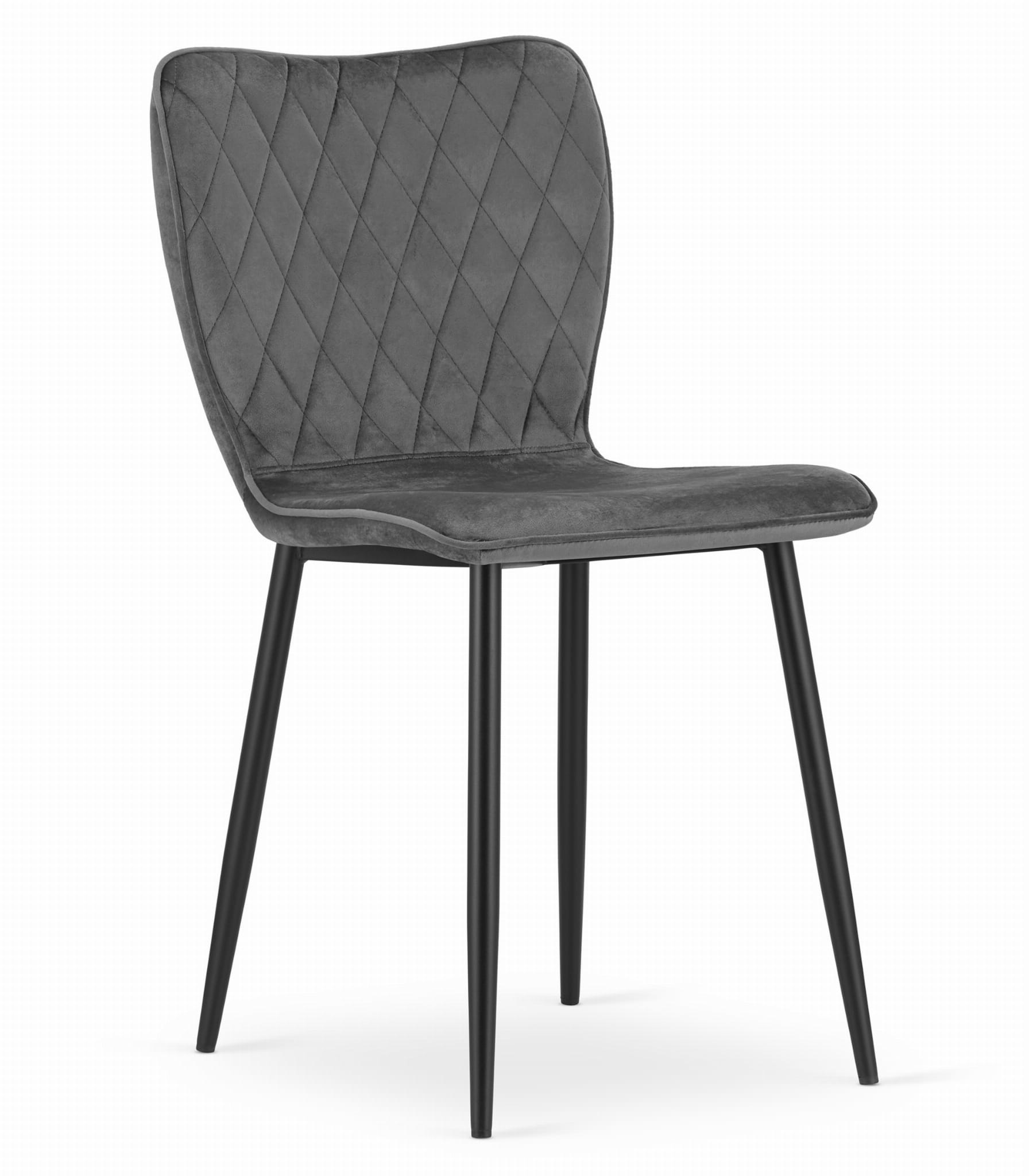 Fox velvet stoel - set van 4 eetkamerstoelen - donkergrijs