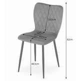 Fox velvet stoel - set van 4 eetkamerstoelen - donkergrijs