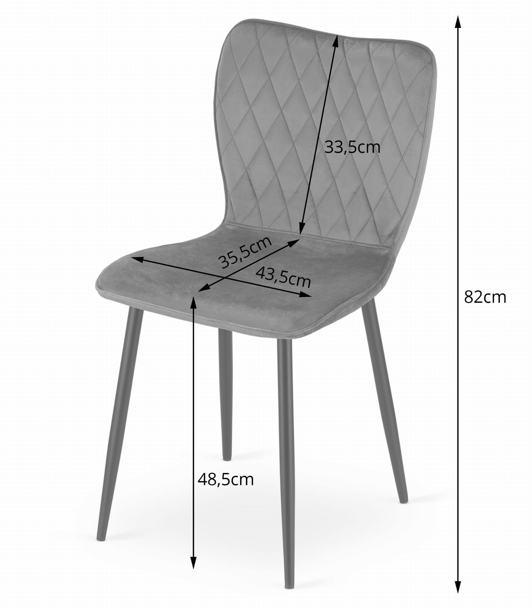 Fox velvet stoel - set van 4 eetkamerstoelen - donkergrijs