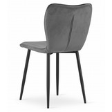 Fox velvet stoel - set van 4 eetkamerstoelen - donkergrijs