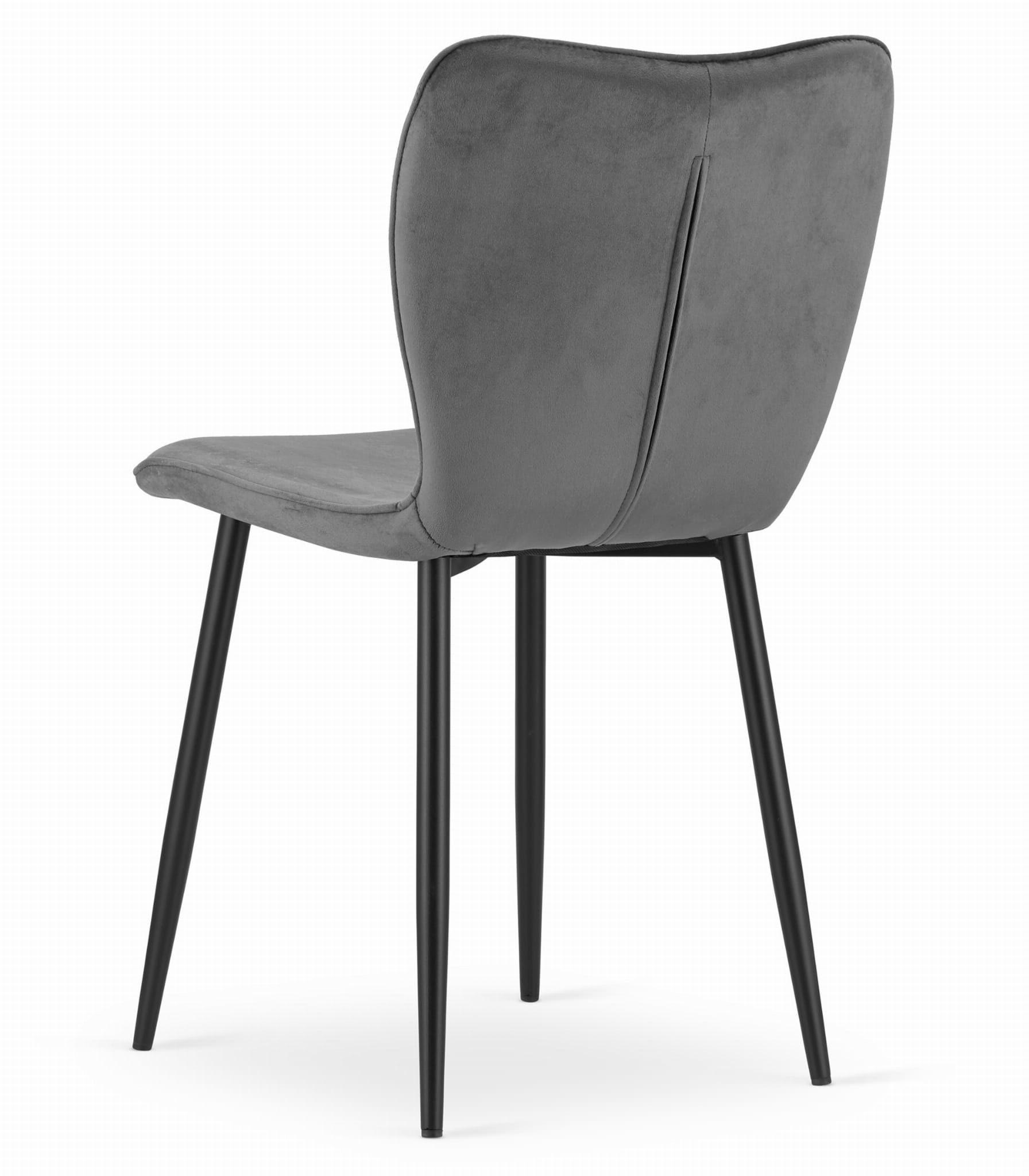 Fox velvet stoel - set van 4 eetkamerstoelen - donkergrijs