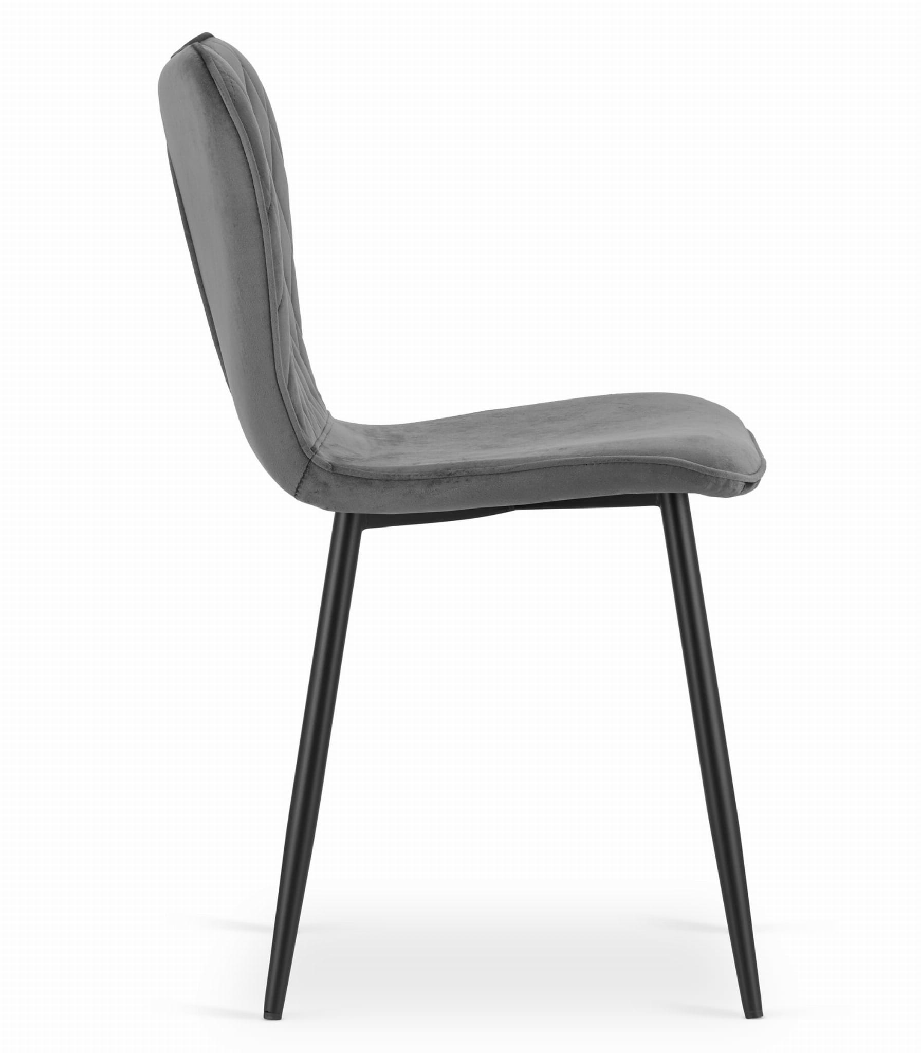 Fox velvet stoel - set van 4 eetkamerstoelen - donkergrijs