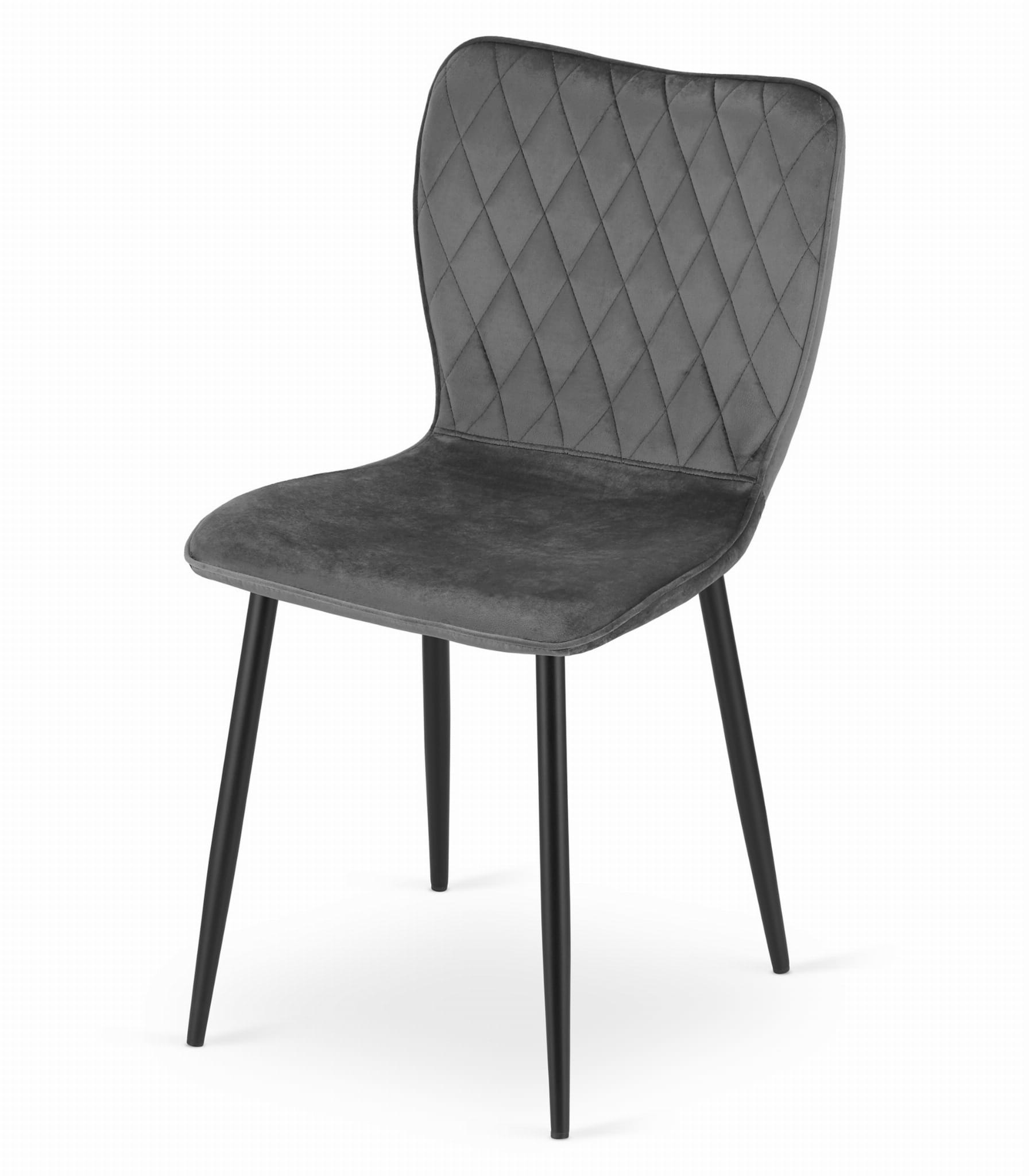 Fox velvet stoel - set van 4 eetkamerstoelen - donkergrijs