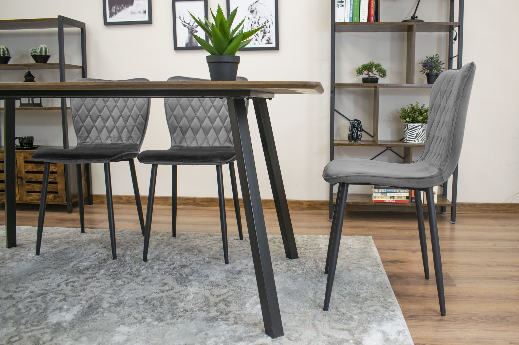 Fox velvet stoel - set van 4 eetkamerstoelen - donkergrijs