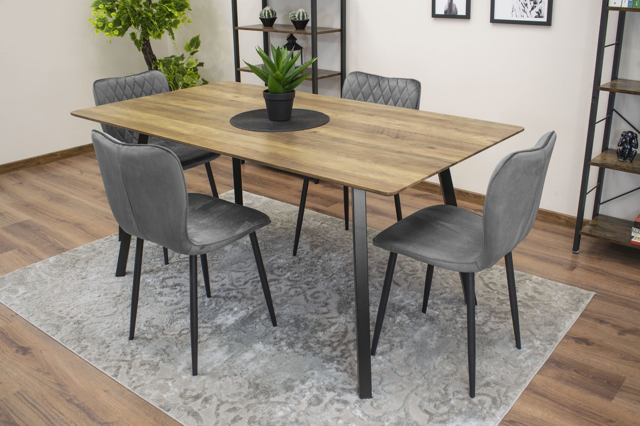 Fox velvet stoel - set van 4 eetkamerstoelen - donkergrijs