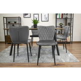 Fox velvet stoel - set van 4 eetkamerstoelen - donkergrijs