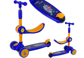 Driewieler kinderstep - met zitje - blauw oranje - tot 30 kg