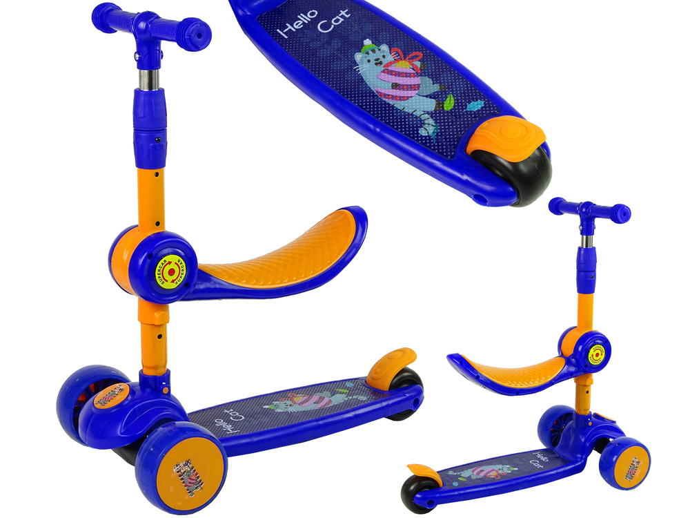 Driewieler kinderstep - met zitje - blauw oranje - tot 30 kg