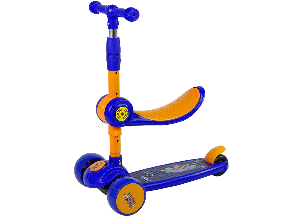 Driewieler kinderstep - met zitje - blauw oranje - tot 30 kg