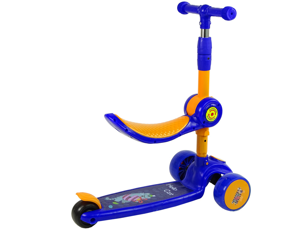 Driewieler kinderstep - met zitje - blauw oranje - tot 30 kg