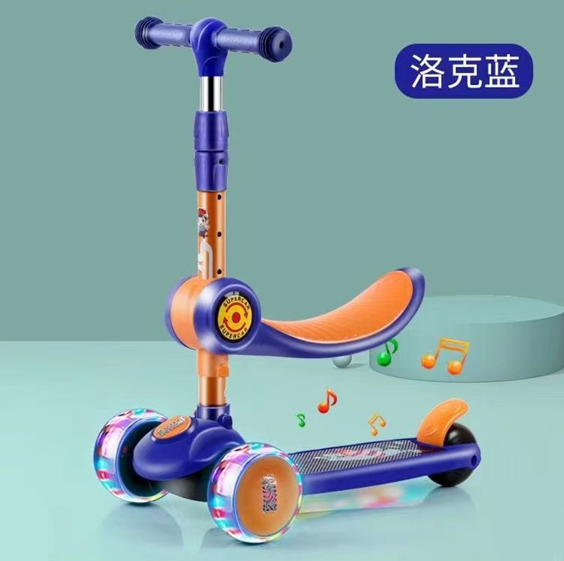 Driewieler kinderstep - met zitje - blauw oranje - tot 30 kg