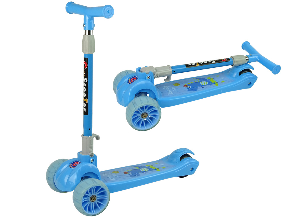 Driewieler kinderstep - met led verlichting - blauwe krokodillen