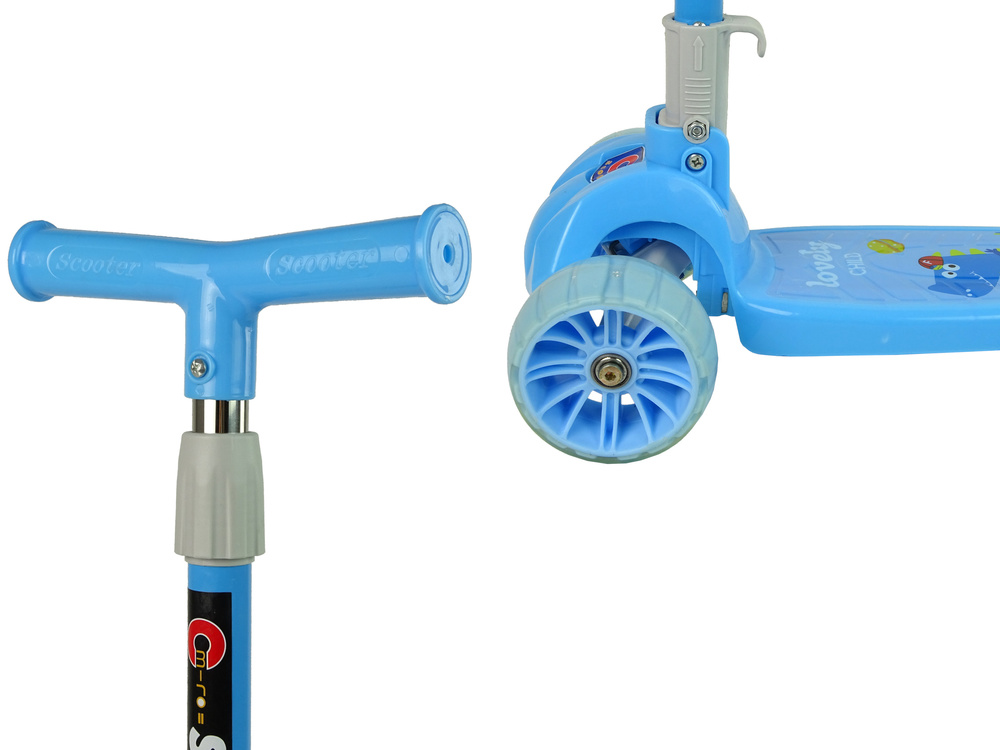 Driewieler kinderstep - met led verlichting - blauwe krokodillen