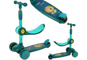 Driewieler kinderstep - met zitje - groen - met leeuw- tot 30 kg