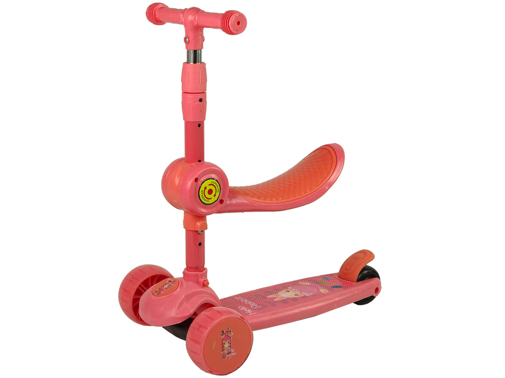 Driewieler kinderstep - met zitje - roze - konijn - tot 30 kg