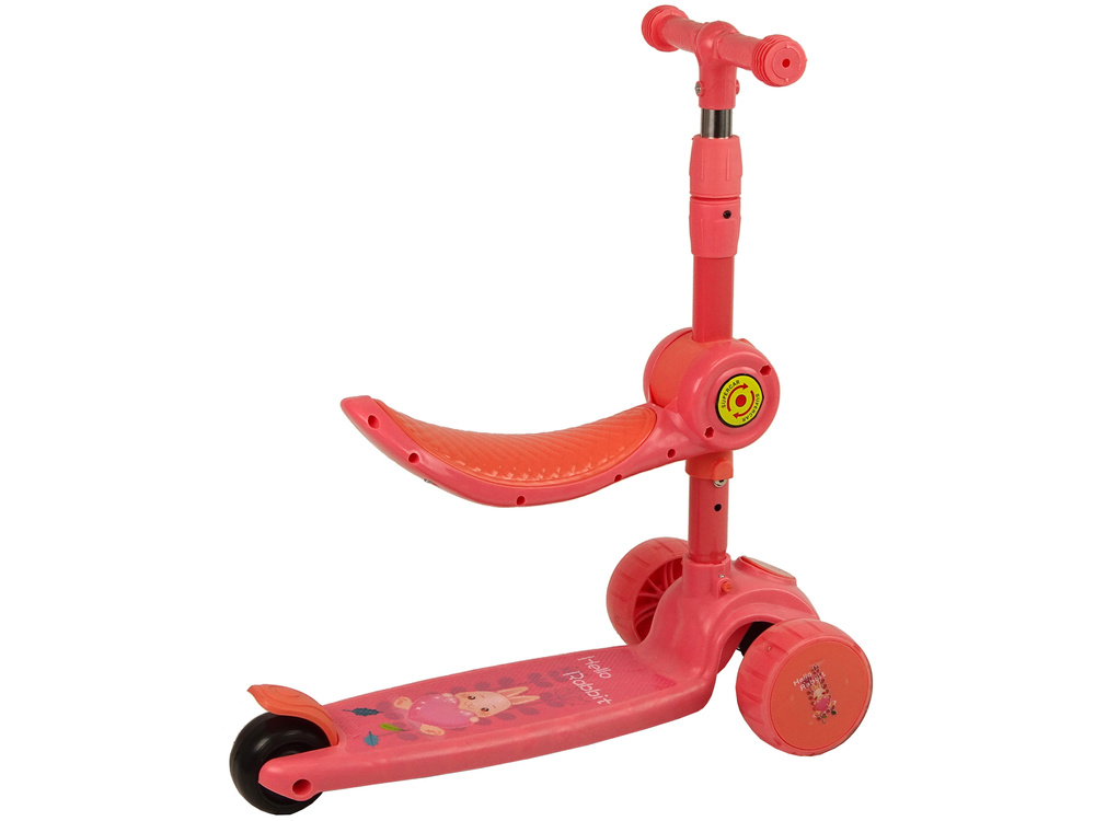 Driewieler kinderstep - met zitje - roze - konijn - tot 30 kg