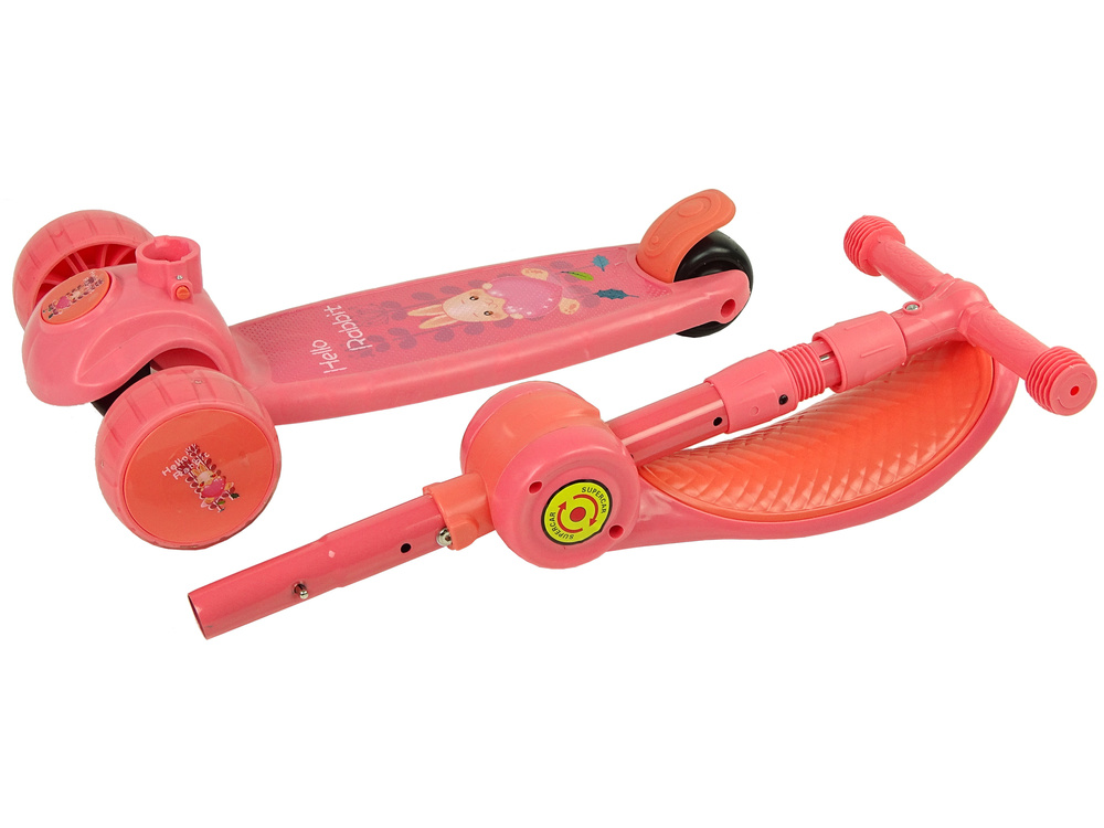 Driewieler kinderstep - met zitje - roze - konijn - tot 30 kg