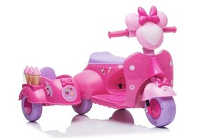 Kinder scooter - roze - met zijspan - elektrisch - max. 30kg