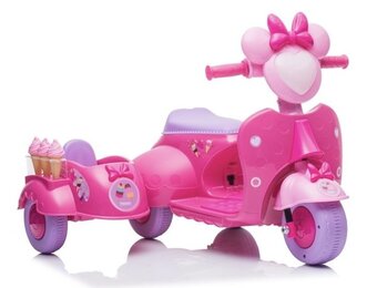 Kinder scooter - roze - met zijspan - elektrisch - max. 30kg