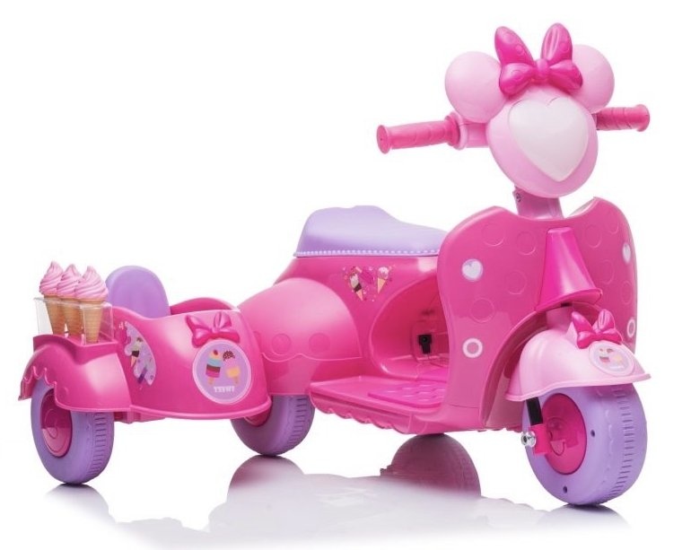 Kinder scooter - roze - met zijspan - elektrisch - max. 30kg