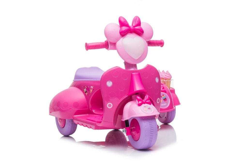Kinder scooter - roze - met zijspan - elektrisch - max. 30kg