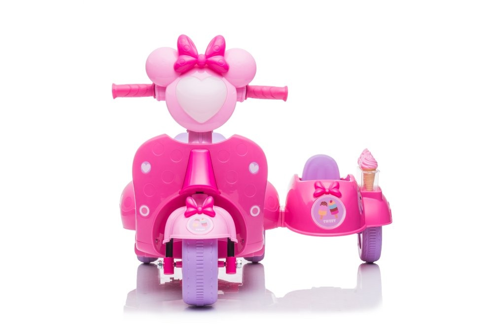 Kinder scooter - roze - met zijspan - elektrisch - max. 30kg