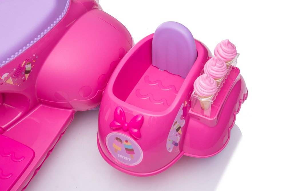 Kinder scooter - roze - met zijspan - elektrisch - max. 30kg