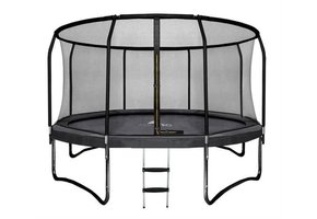 Trampoline - 305 cm - met net en ladder - tot 150 kg - zwart