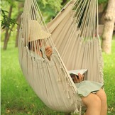 Hangstoel met kussen - binnen en buiten - beige - 100x130 cm