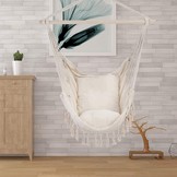 Hangstoel met kussen - binnen en buiten - beige - 100x130 cm