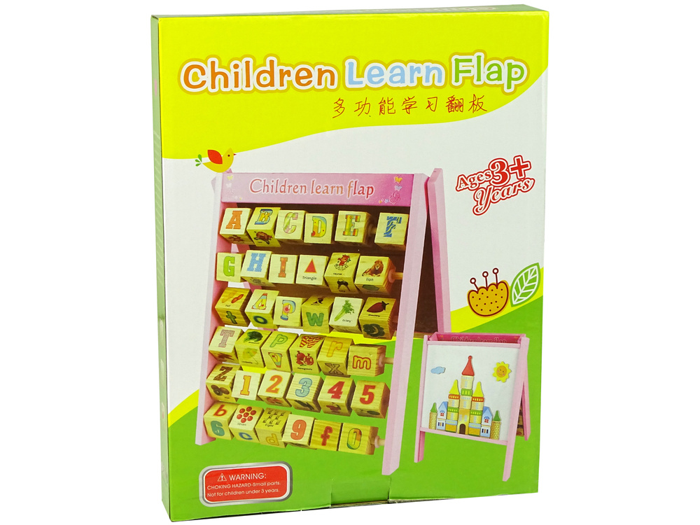 Educatief bord - hout- alfabet - cijfers - magneten - roze