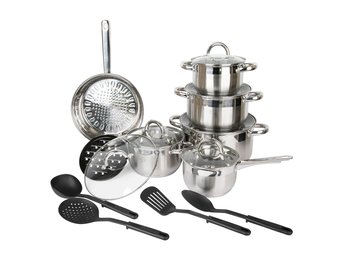 Pannenset RVS - grijs - 12 delig - geschikt voor inductie & keramisch